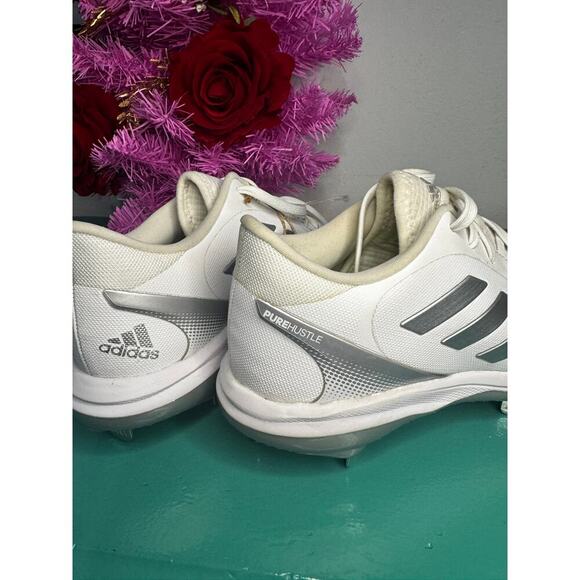 Adidas PureHustle 2 Softball Cleats Women’s Size 5.5 White Silver FY4387 - Picture 3 of 7